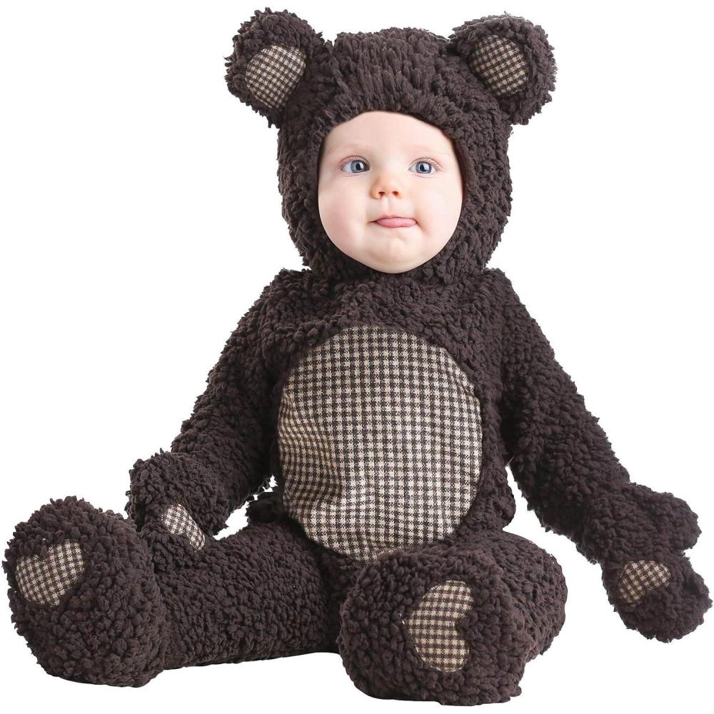 imageBaby Bear Infant Costume Hooded Jumpsuit Mitts SoftSculpted Ears Booties Teddy Bear Set for Infants