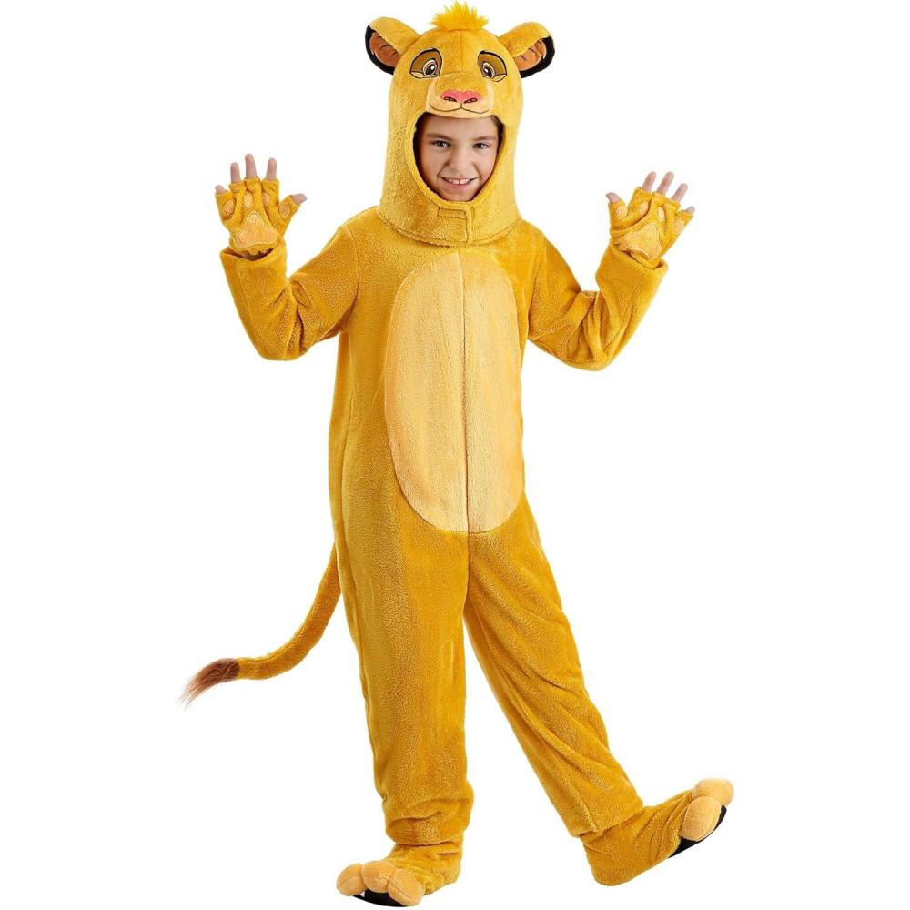 imageDisney The Lion King Simba Costume for Kids  Plush Jumpsuit with Headpiece Gloves and Shoe Covers