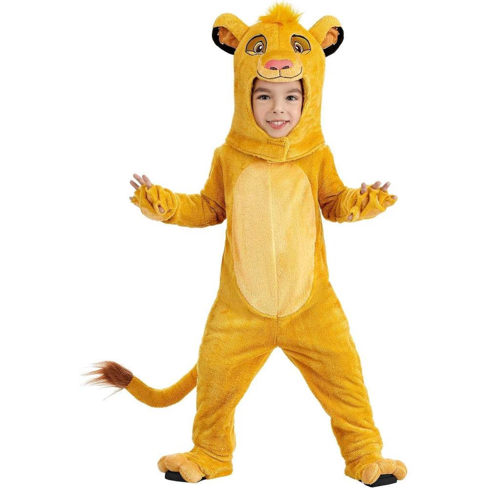 imageDisney The Lion King Simba Costume for Toddlers  Plush Jumpsuit with Tail Headpiece Gloves and Shoe Covers