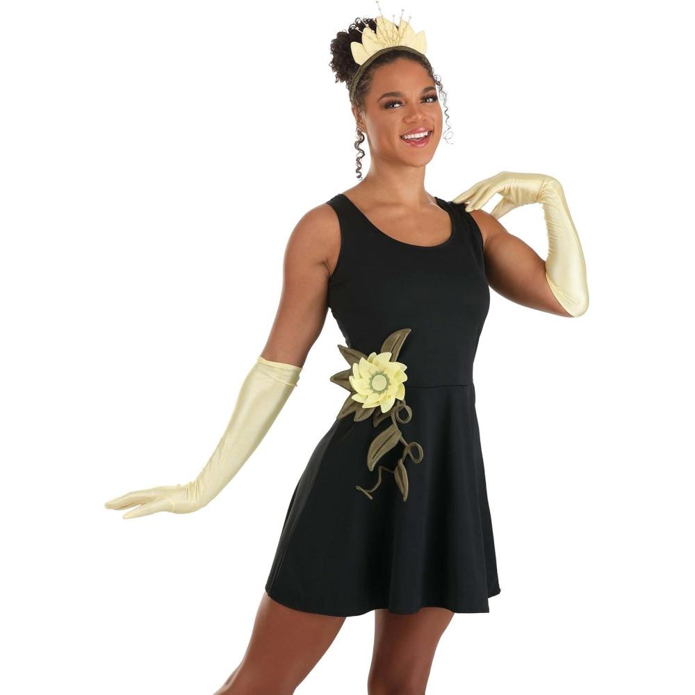 imageDisney Tiana Princess Costume Kit for Adults  Crown Gloves and Flower Pin Officially Licensed