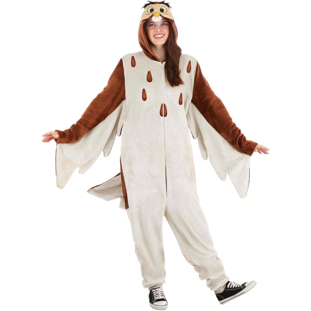 imageDisney Winnie the Pooh Deluxe Owl Costume Adult Hooded Onesie Unisex Halloween Costume and Winnie the Pooh Cosplay Outfit