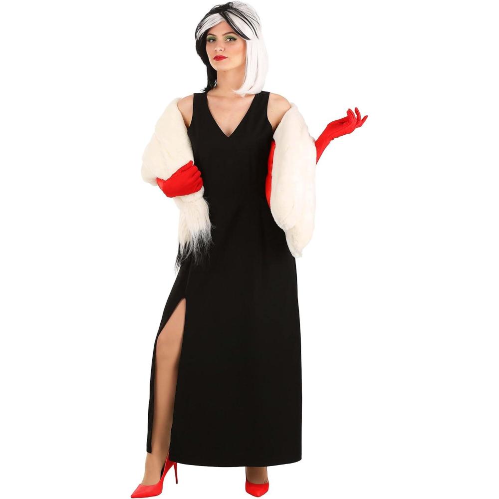 imageDisneys 101 Dalmatians Adult Cruella De Vil Stole CostumeBundle W Wig