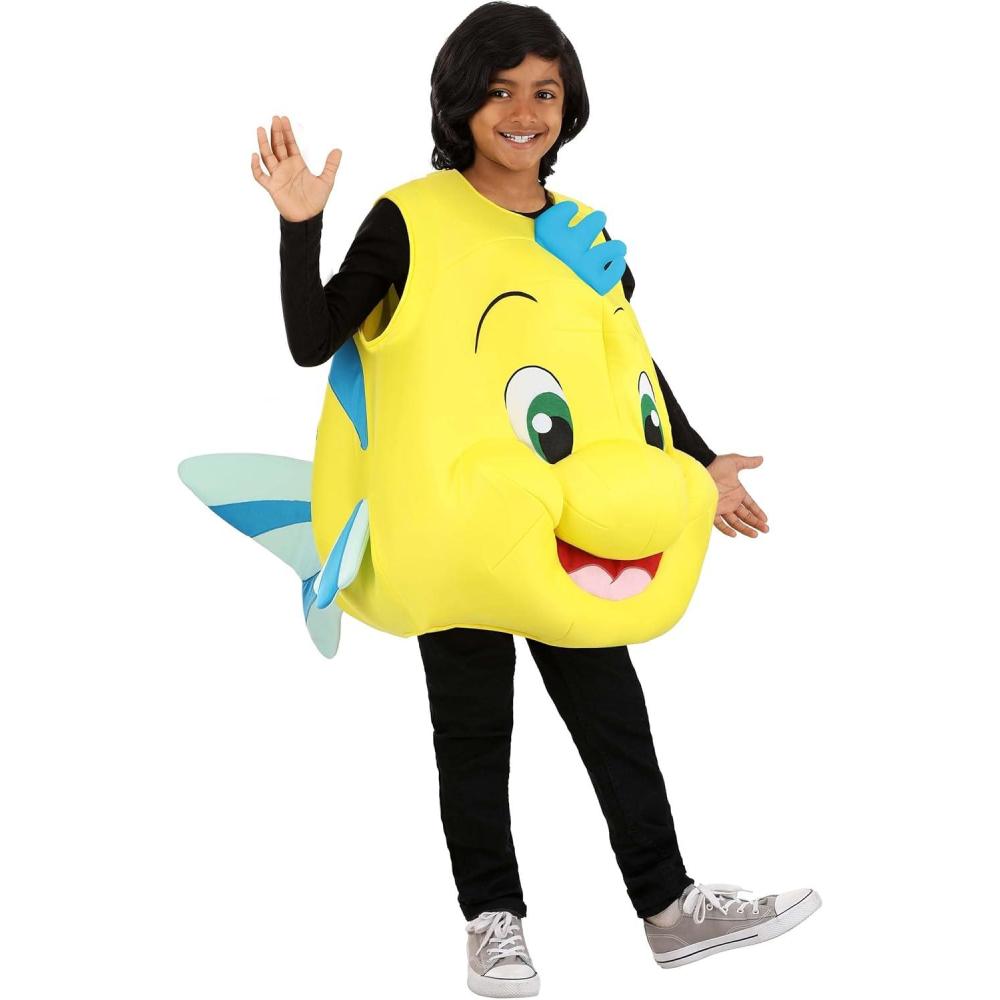 imageDisneys The Little Mermaid Flounder Costume for Kids Yellow Plush Tropical Fish Tunic