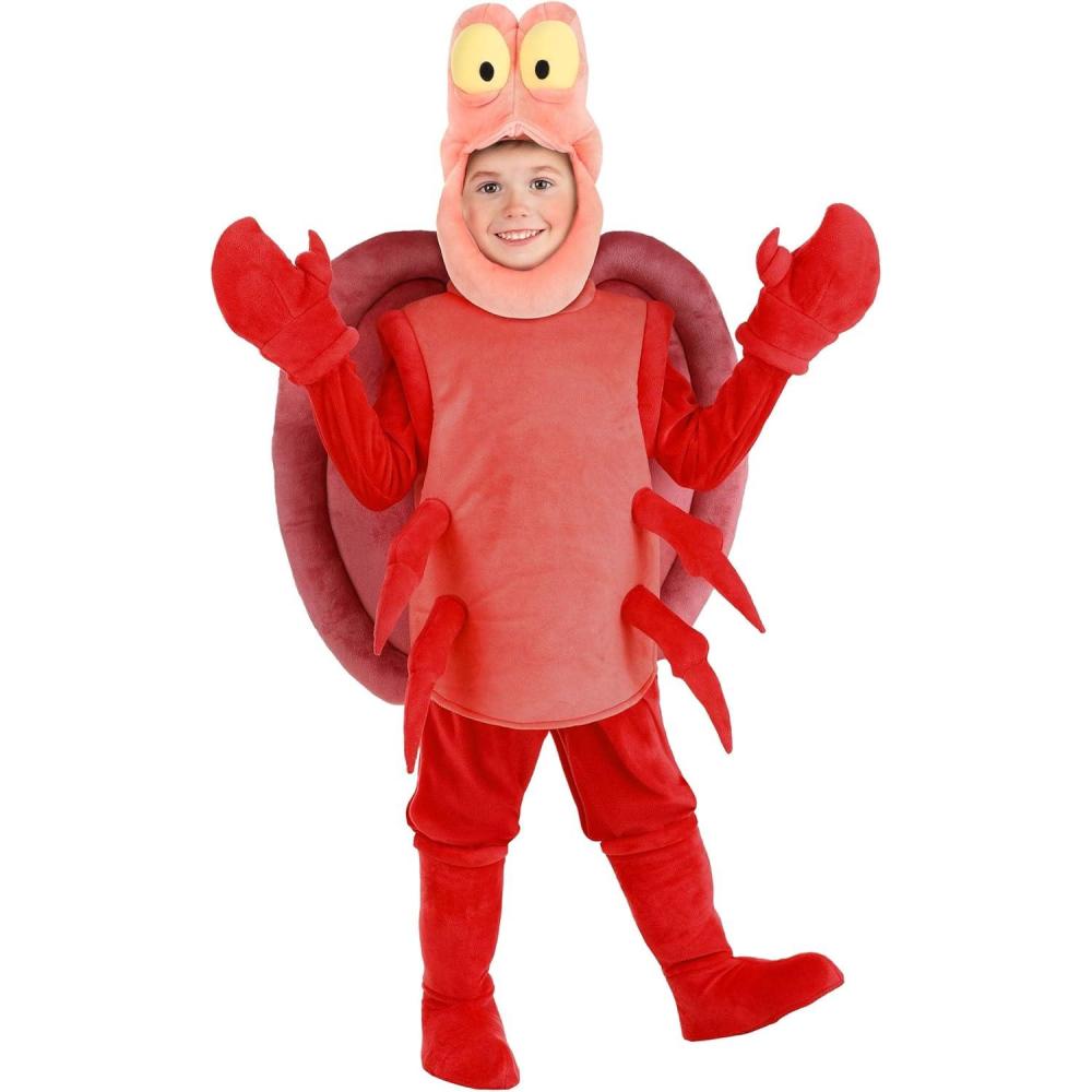 imageDisneys The Little Mermaid Sebastian Costume Boys Plush Red Crab Jumpsuit with Foam Formed Tunic and Hat
