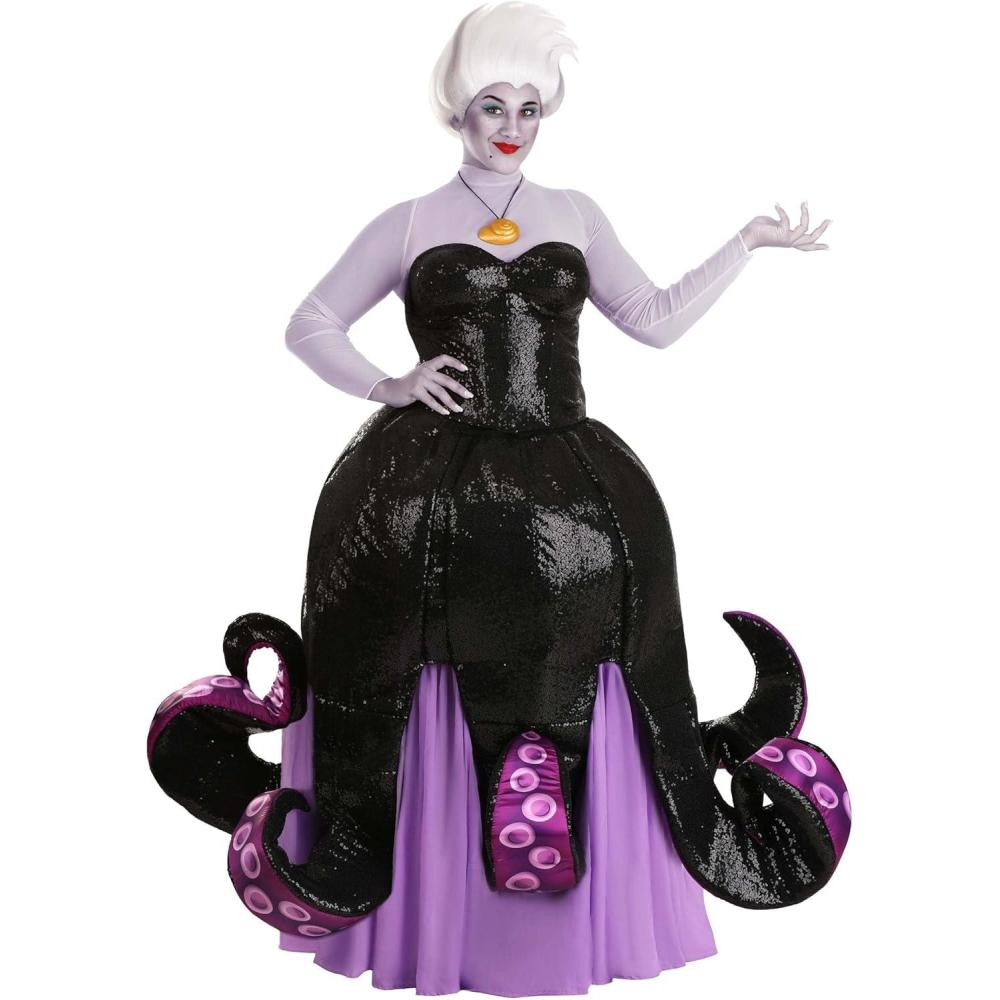 imageDisneys The Little Mermaid Ursula Costume for Women Adult Black and Purple Premium Octopus Dress Halloween Outfit