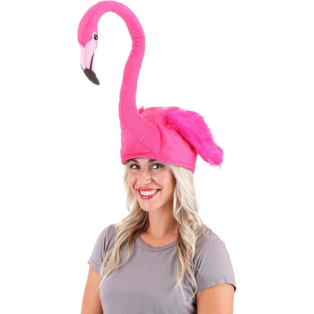 imageFlamingo Costume Hat  Pink Faux Fur Hat with Bendable Flamingo Neck and Hidden Pocket
