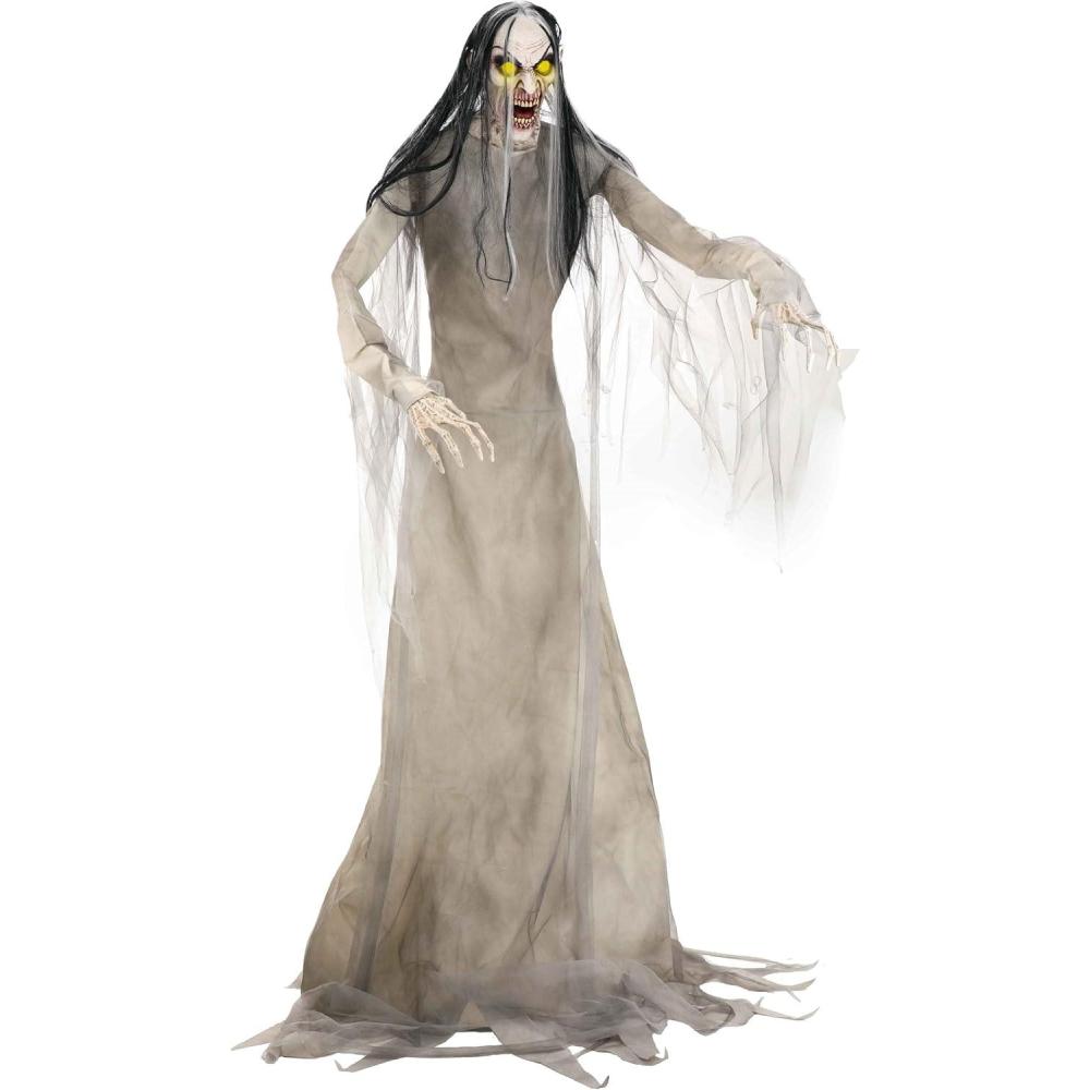 imageFun Costumes 7ft Large Wailing Banshee Animatronic Decoration Tall Grey shrieking Woman Halloween Prop Seasonal Visions International StandardStandard