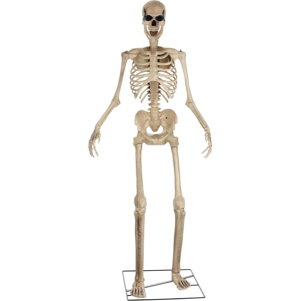 imageFun Costumes 8FT Animated Outdoor Yard Skeleton Decoration Motion Sensor Eyes Flashing LED Light with Moving Jaw Animatronic Skeleton Halloween DecorationWhite