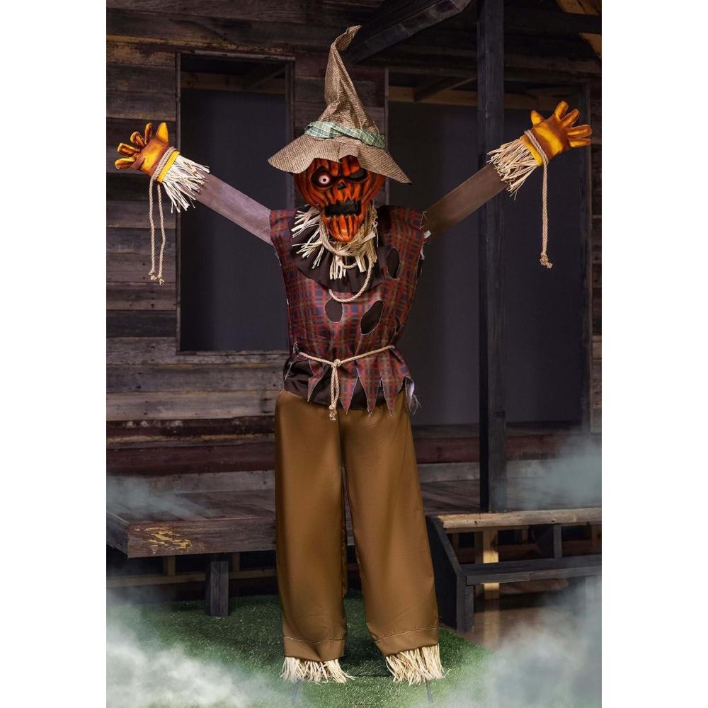 imageFun Costumes Animatronic 5ft Talking Pumpkin Scarecrow Outdoor ampamp Indoor Decoration Scary Creepy Spooky Yard Lawn DisplayStandard