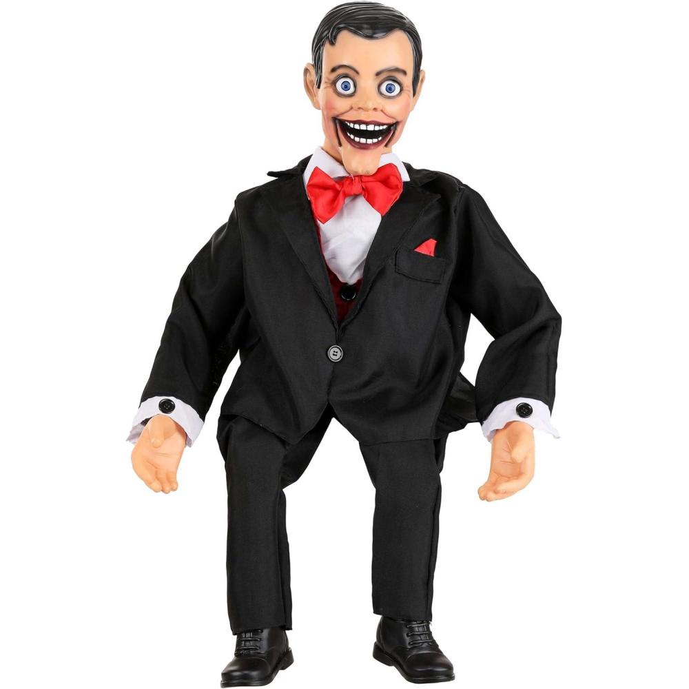 imageFun Costumes Animatronics Creepy Ventriloquist Dummy Indoor Decoration Standing and Sitting Scary Creepy Doll Halloween DecorStandard