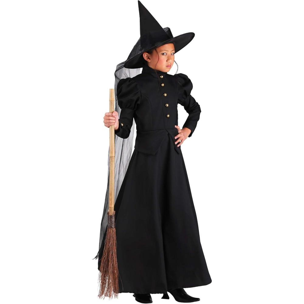 imageFun Costumes Child Full Length Witch Costume Kids Deluxe Wicked Outfit  Small  BlackMedium