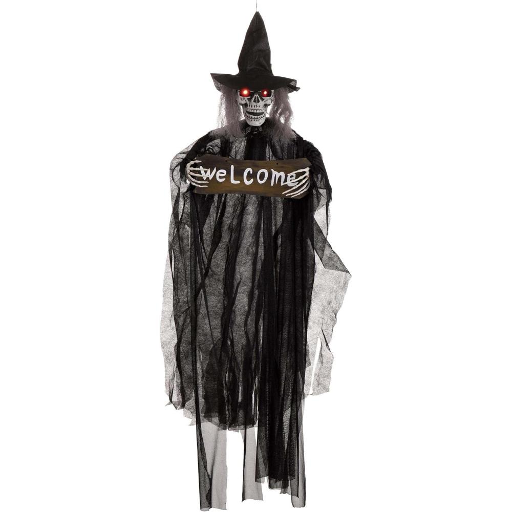 imageFun Costumes Hanging LightUp Scary Creepy Witch Halloween Outdoor ampamp Indoor Decoration Battery Operated Old Spooky Flying Front Door Yard DisplayStandard