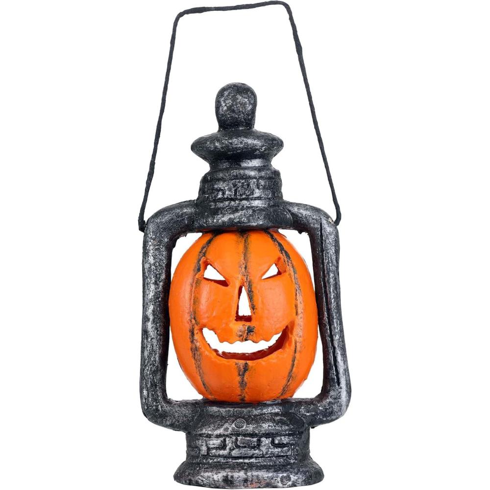 imageFun Costumes LED Pumpkin Lantern Halloween Light Up Flashing Pumpkin Home Decoration Styrofoam Lantern with 3 Color Alternating Lights