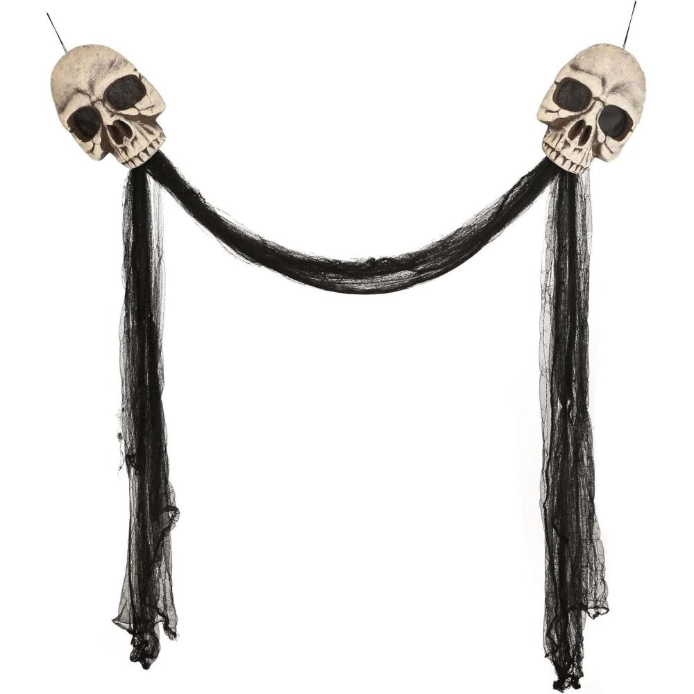 imageFun Costumes Skull Door Archway Halloween Decoration Hanging Scary Haunted House Party Outdoor DisplayStandard