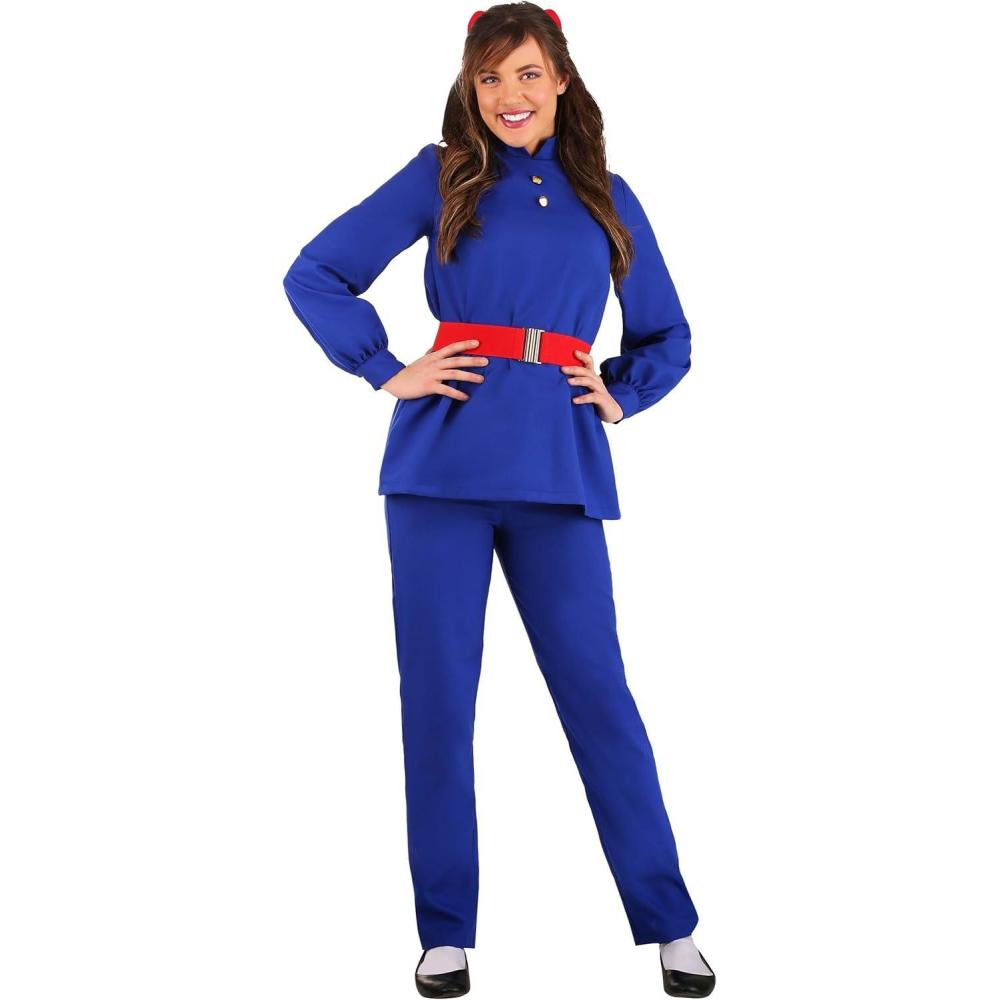imageGumChewing Golden Ticket Winner Costume for Women Violet Pullover Shirt with Matching Pants and Red Belt