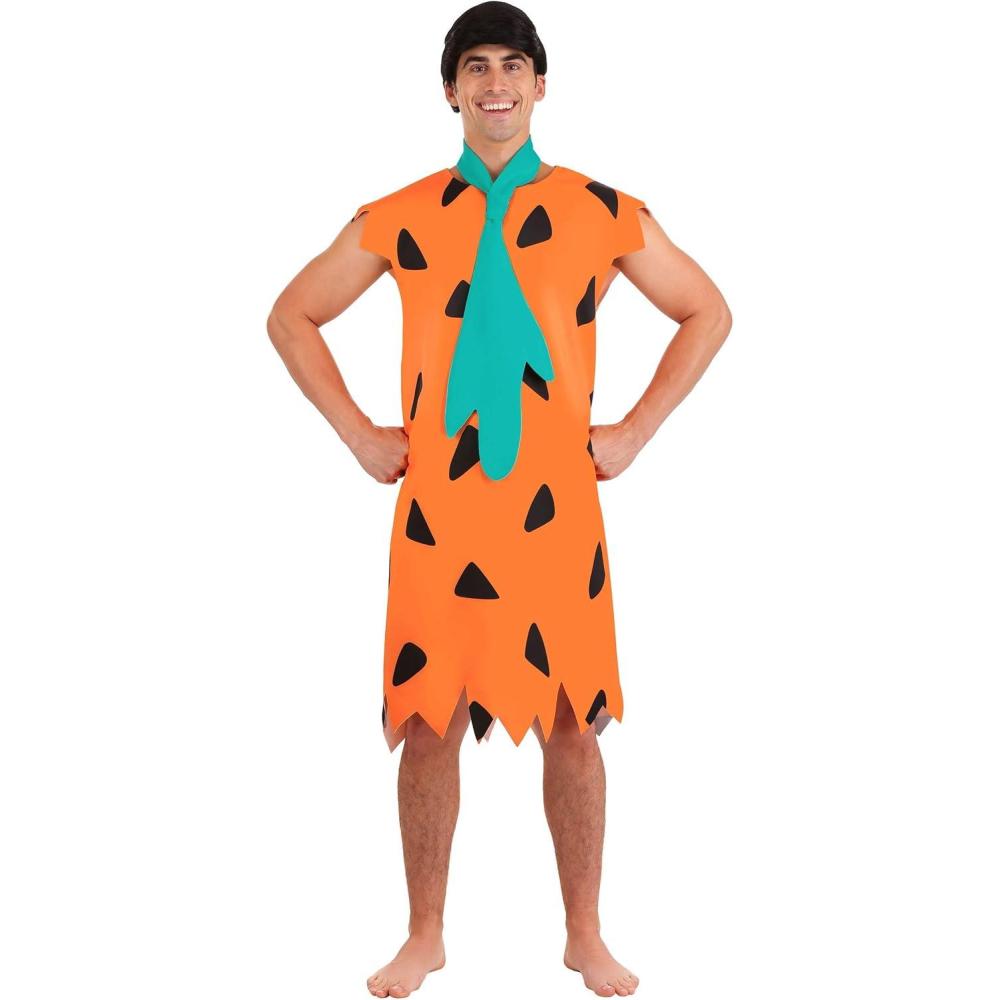 imageMens Fred Flintstone Costume with Tunic ampamp Tie  The Flintstones Halloween Stone Age Caveman Outfit for AdultsCostume