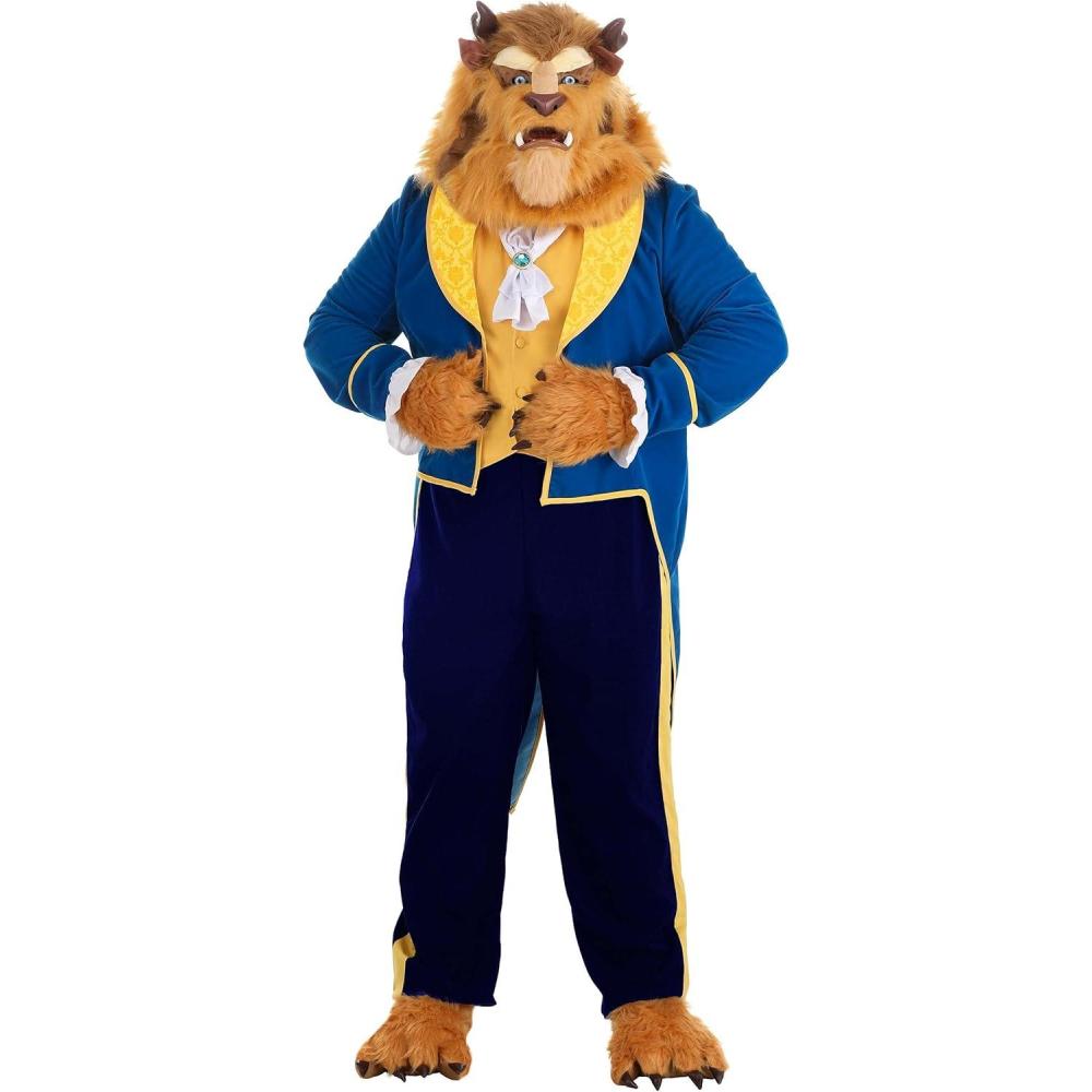 imagePlus Size Beast Costume  Adult Disney Beauty and the Beast Mouth Mover Full Head Mask  Blue Dance with Belle Outfit