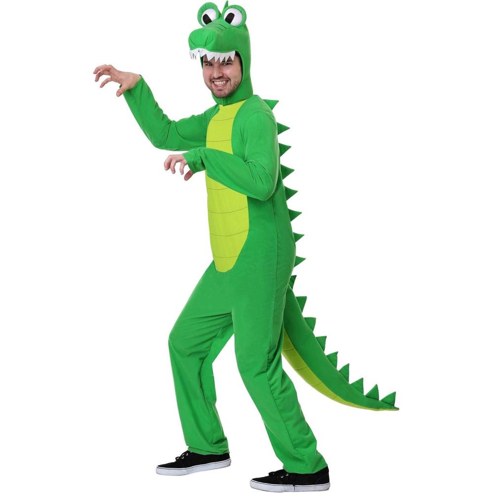imagePlus Size Goofy Gator Costume for Adults  Jumpsuit with Stuffed Tail and Alligator Hood