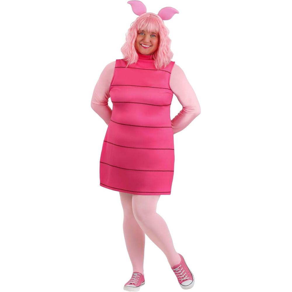 imagePlus Size Womens Disney Piglet Costume  Officially Licensed Pink Winnie the Pooh Character Halloween Outfit