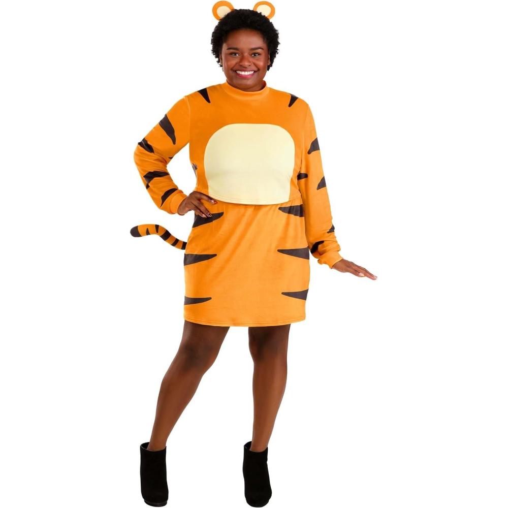 imagePlus Size Womens Disney Tigger Costume Dress  Comfortable Orange Winnie the Pooh Character Outfit for Adults