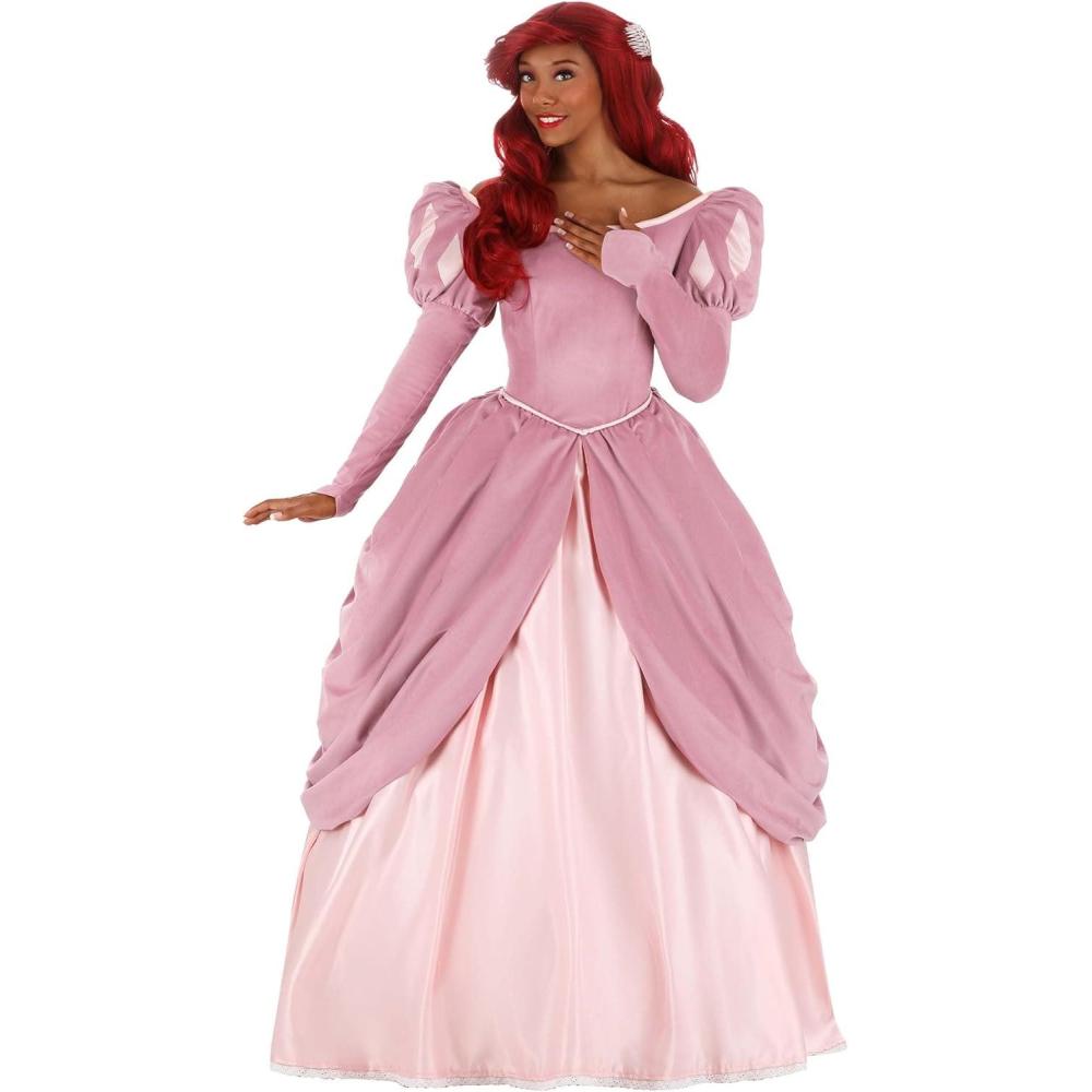 imagePremium Disney Princess Ariel Costume Dress for Women  The Little Mermaid Ariel Pink Ball Gown with Hair Comb