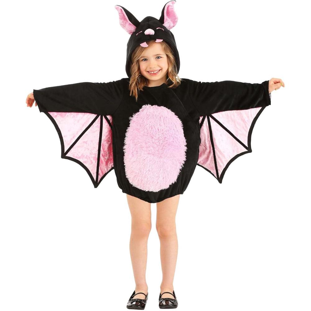 imageToddler Pink Vampire Bat Costume with Wings OnePiece Hooded Bat Costume