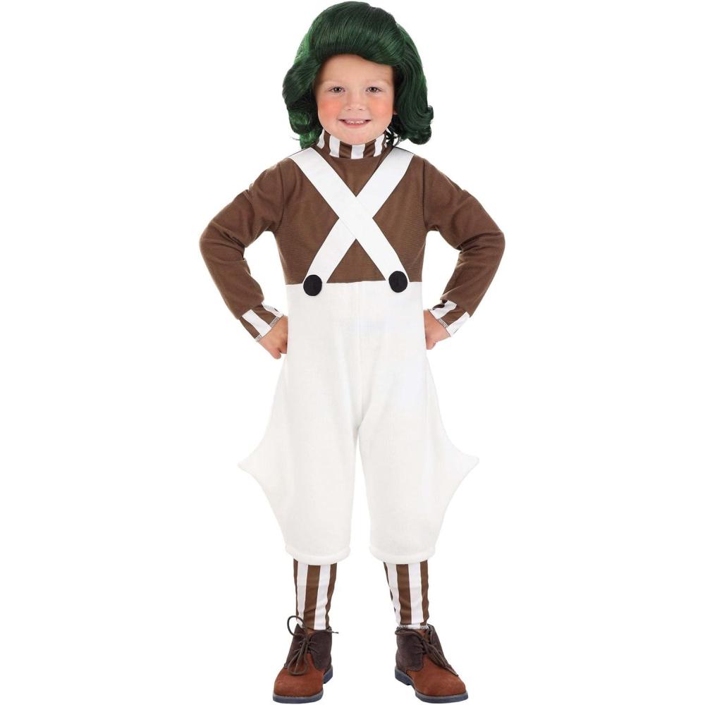 imageWilly Wonka Toddler Oompa Loompa Costume Jumpsuit  Kids Chocolate Factory Worker Uniform Overalls Outfit