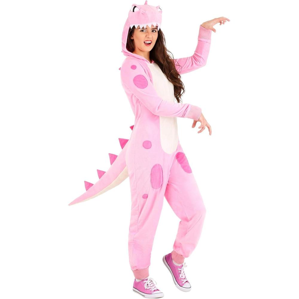 imageWomens Fawn Deer Onesie Cozy Deer Costume for Adults Fawn Onesie PajamasPink Dinosaur