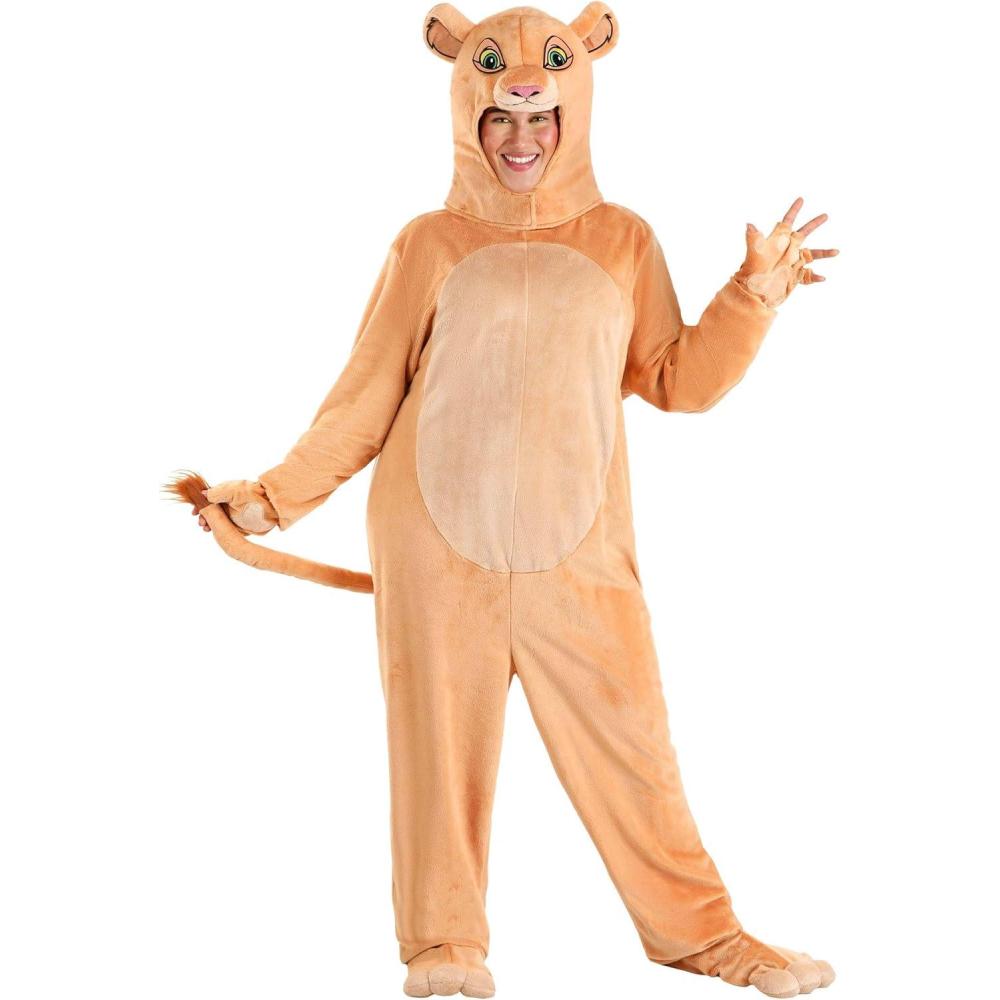 imageWomens Plus Size Disney The Lion King Nala Costume  Plush Jumpsuit with Headpiece Gloves and Shoe Covers