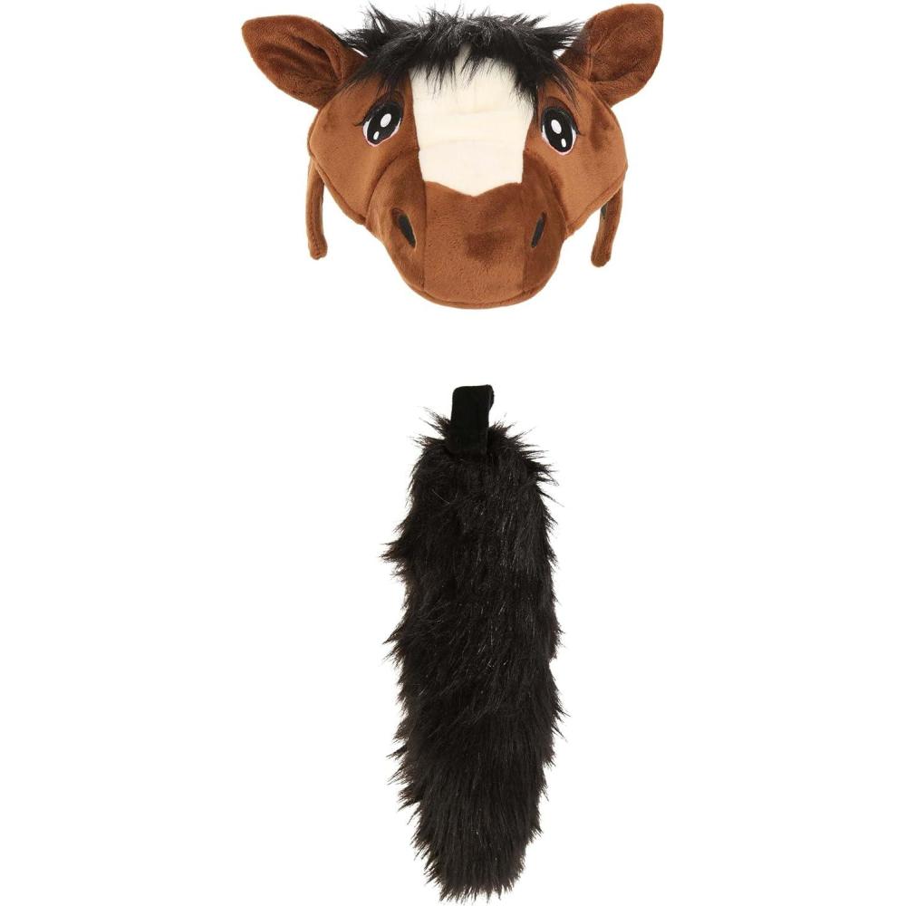 imageelope Horse Costume Kit  Headband with Sculpted Ears and Faux Fur Tail One Size Fits Most