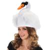 imageAdult Swan Plush Costume Hat with Adjustable Fit and Faux Fur Neck