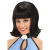 imageLF Products Pte Ltd Womens Deluxe Betty Rubble Wig Black Hair with Bangs for Prehistoric Costume Mesh Cap with Elastic Edge Accessoriesone size