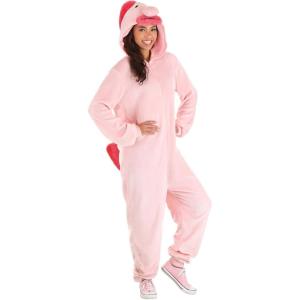 Adult Blobfish Costume | Unisex Comfortable Jumpsuit With Attached Face and Fins for Halloween or Cosplay(Pink)