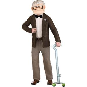 Adult Carl Fredricksen Costume | Mens Disney Pixar’s UP Movie Halloween Complete Outfit, Pin, Mask, Fake Walker