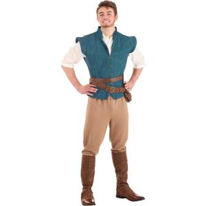 Adult Disney’s Tangled Flynn Rider Halloween Costume for Men | Official Blue & Tan Hero Explorer Outfit with Vest, Shirt.