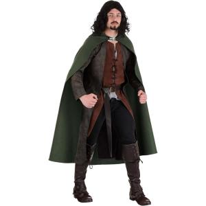 Adult Lord of the Rings Aragon Costume Mens, Dark Green Ranger Cloak Medieval Warrior Halloween Outfit