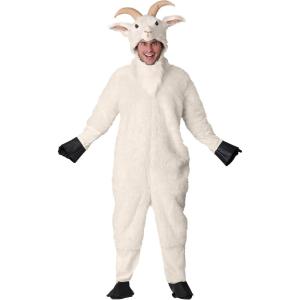 Adult Mountain Goat Costumes | Hooded Plus Size Jumpsuit With Horns