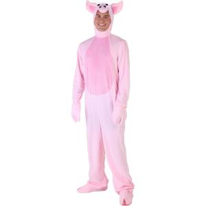 Adult Plus Size Pig Costume, Farm Animal Jumpsuit with Headpiece with Ears and Snout, Hoof Mittens, And Shoe Covers