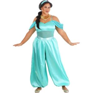 Disney Aladdin Plus Size Jasmine Costume for Women – Arabian Princess Bodysuit, Pants, Headband & Necklace