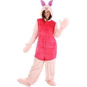 Disney Deluxe Adult Piglet Costume, Winnie the Pooh Piglet Hooded Onesie for Men and Women, Disney’s Piglet Outfit Halloween
