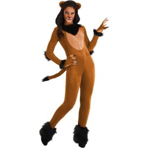 Disney Lion King Scar Costume for Women – Velour Bodysuit with Faux Fur, Headband, Gloves, and Shoe Covers