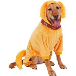 Disney Pixar Up Dug Dog Costume | Pet Outfit Jumpsuit, Hood with Plush Faux Fur for Events, Trick or Treat M(S)