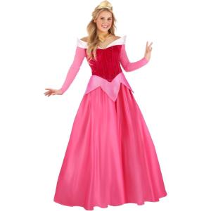 Disney Sleeping Beauty Costume for Women – Adult Princess Aurora Pink Dress, Crown & Necklace – Disney Princess Cosplay