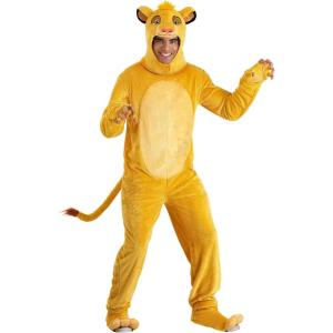 Disney The Lion King Simba Men’s Costume – Plush Jumpsuit with Tail, Headpiece, Gloves, and Shoe Covers – Officially Licensed