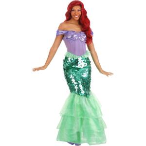 Disney The Little Mermaid Ariel Costume for Women – Premium Authentic Adult Ariel Sequin Dress for Mermaid Cosplay