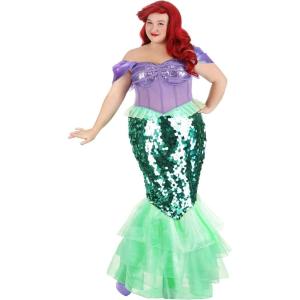 Disney The Little Mermaid Ariel Plus Size Costume | Sequined Mermaid Dress for Women | Disney Cosplay Outfit