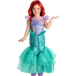 Disney Toddler Ariel Costume with Sequin Pattern | Little Mermaid Princess Dress for Halloween and Playtime