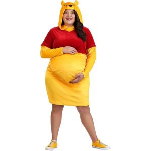 Disney Winnie the Pooh Plus Size Maternity Costume for Women | Classic Yellow and Red Outfit with Character Details