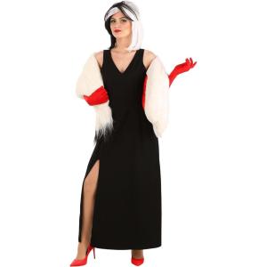 Disney’s 101 Dalmatians Adult Cruella De Vil Stole Costume(Bundle W/ Wig)