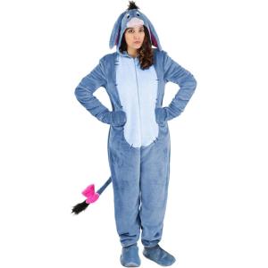 Disney’s Deluxe Eeyore Costume, Adult Men and Women’s Hooded Halloween Onesie with Mittens, Winnie the Pooh